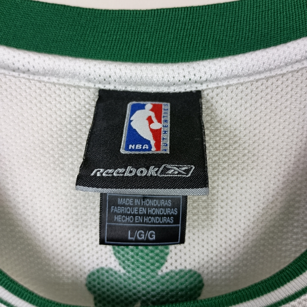 Boston Celtics Al Jefferson Jersey Large White Green Reebok NBA #7 Vintage - Picture 7 of 9